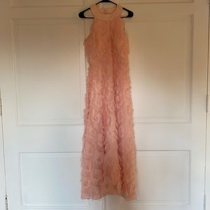Chicwish Blush Feathered Halter Maxi Dress. Sm. Worn once. SO many compliments!